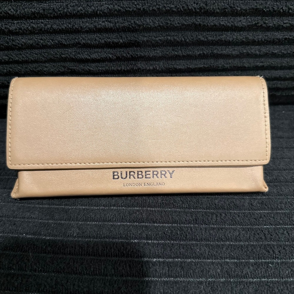 Burberry London England Tan Folding Eyeglasses Case Beige Designer